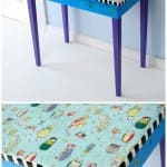 Upcycled owl table using Mod Podge and fabric