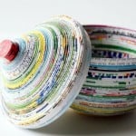 Decoupage magazine coil bowl
