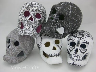 Scrapbook paper covered skulls