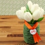 Simple green Mod Podge yarn vase craft