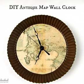 DIY antique map wall clock