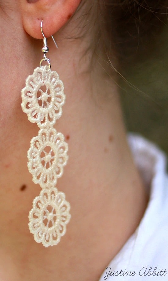 DIY earrings made with lace
