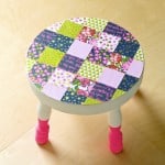 Decoupage a patchwork stool
