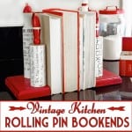 Vintage kitchen rolling pin DIY bookends