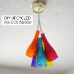 DIY chandelier using wine bottles and Mod Podge Sheer Colors