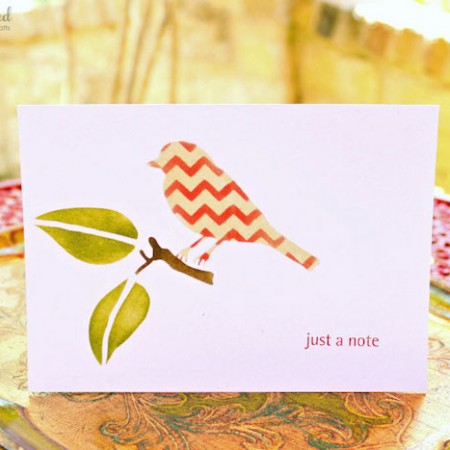 Card set stenciled with Mod Podge Rocks adhesive stencils