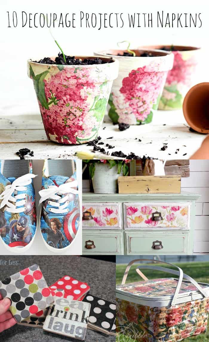 Mod Podging with napkins has become really popular! Get 10 decoupage ideas using napkins - you'll love this collection of great ideas.