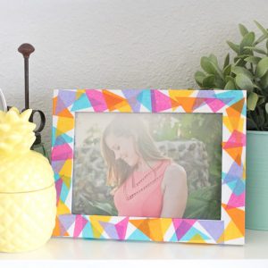 This tissue paper frame is perfect for whipping up quickly and adding color to your home. So easy, even a child can do it!