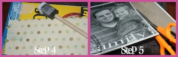 Apply scrapbook paper to the back of your picture puzzle
