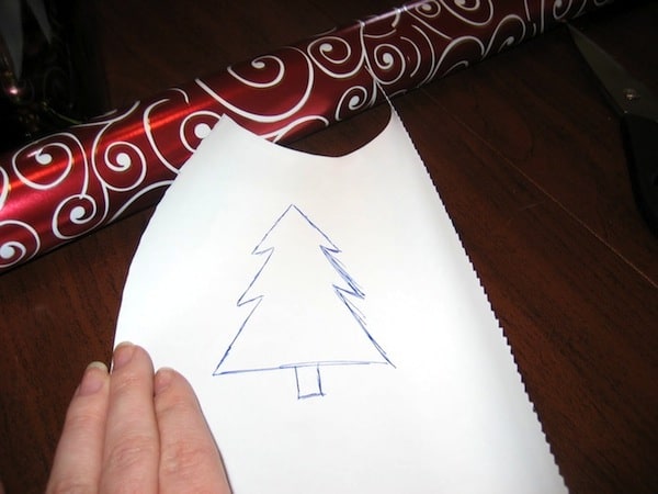 Tree drawn onto the back of wrapping paper