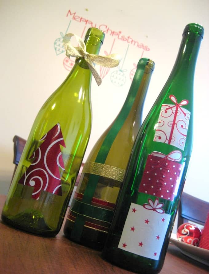 Download Decoupage Wine Bottle Christmas Craft Mod Podge Rocks PSD Mockup Templates