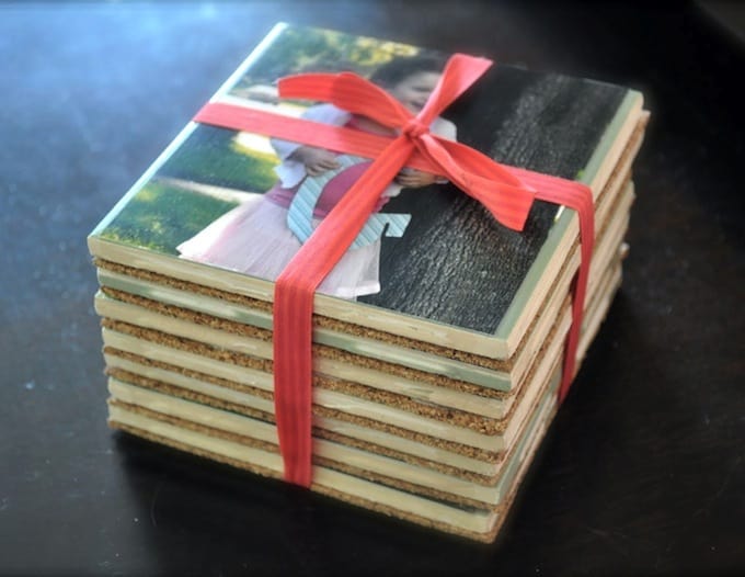 Fabric Covered Ceramic Tile Coasters, 4 x 4