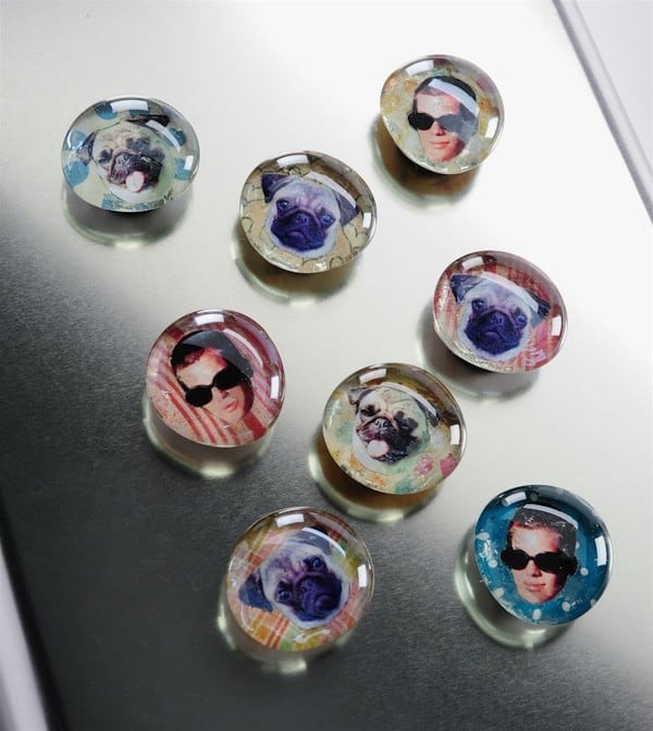 Use your favorite images and scrapbook papers to create these DIY personalized glass magnets. You'll just need a scanner and some Mod Podge!