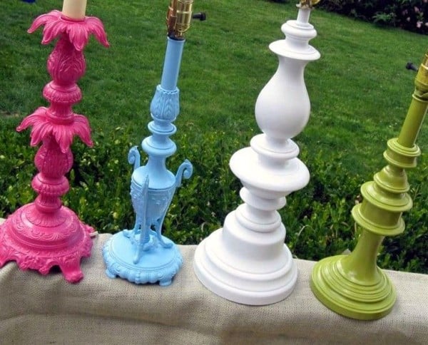 Spray painted lamp bases