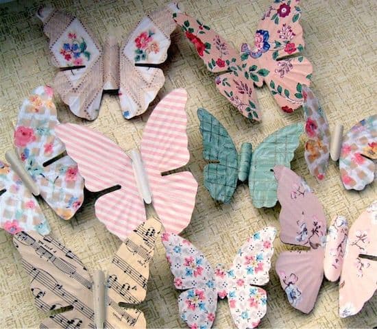 Easy Butterfly Decorations Using Vintage Wallpaper - Mod Podge Rocks