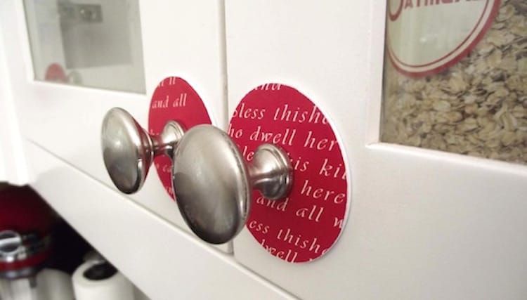 Spice up those boring kitchen cabinets with DIY handles that you can make with Mod Podge! The great thing is that you can change them out whenever you like.