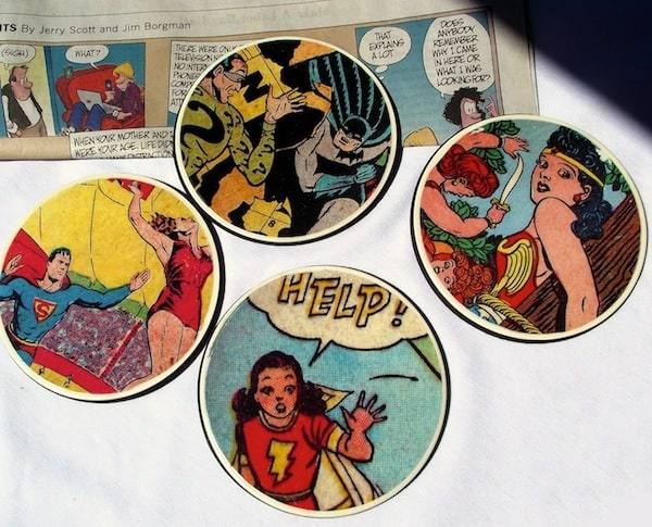Mod Podge coasters made with comic book pages and outlet covers