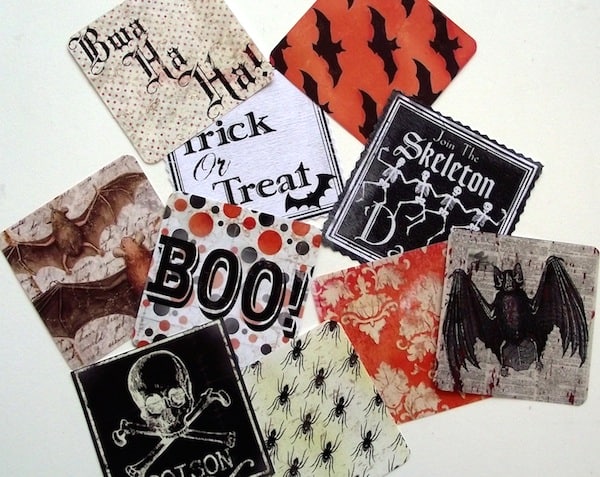 Halloween paper cut down to 3 1/4 inch squares