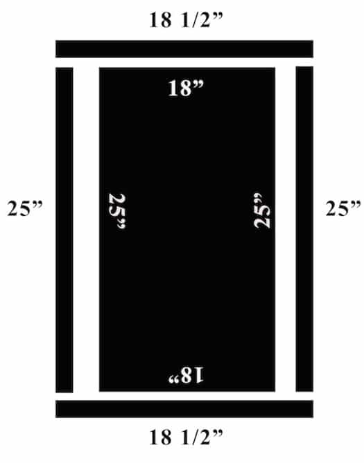 Cabinet door and luggage rack diagram measurements