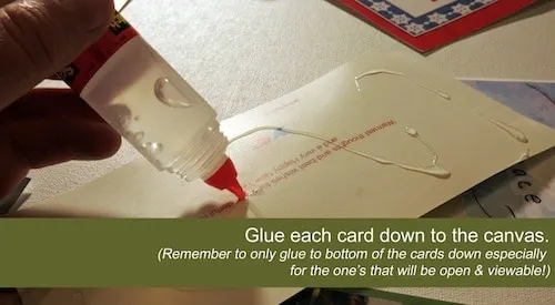Glue the Christmas cards down