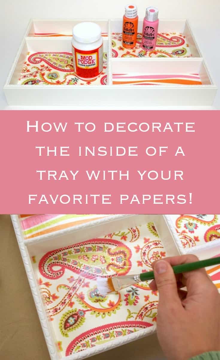 Decoupage tray DIY organization Mod Podge Rocks