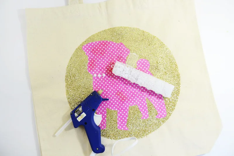 Add embellishments to your canvas tote bags