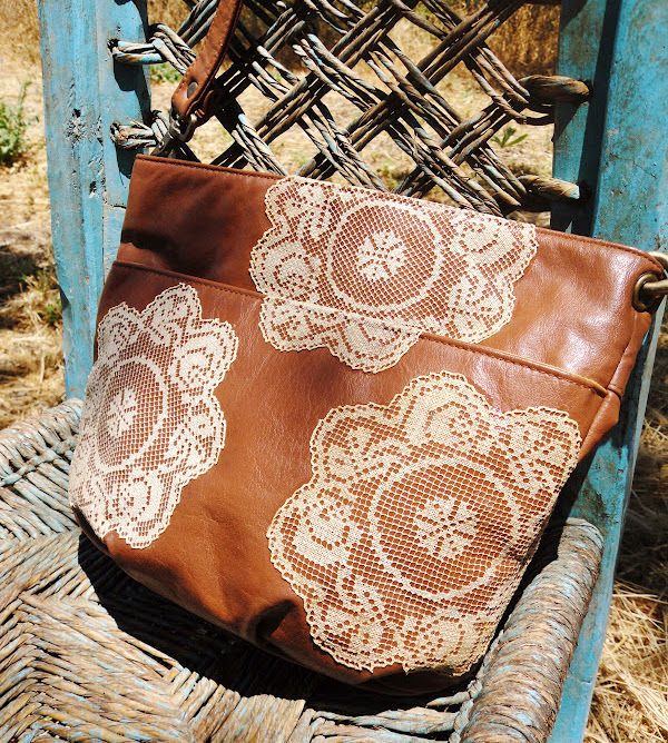 Doily covered purse with Mod Podge