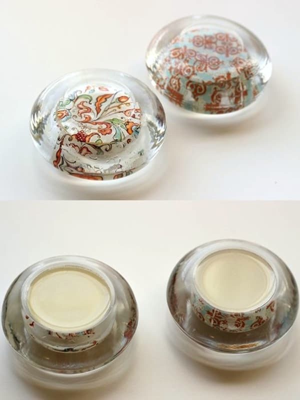 DIY paperweights from glass candle holders