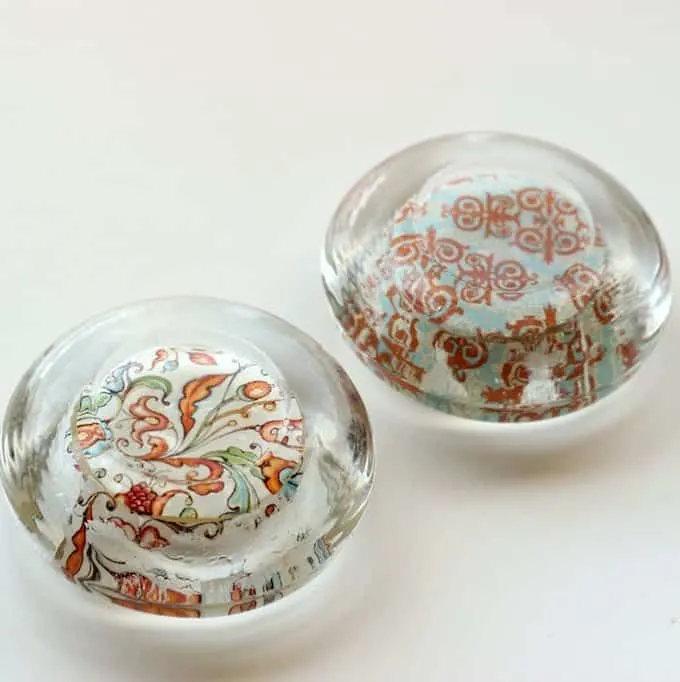 DIY paperweights from glass candle holders