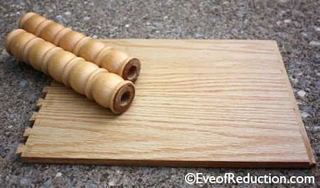 crib spindles and a scrap piece of plywood