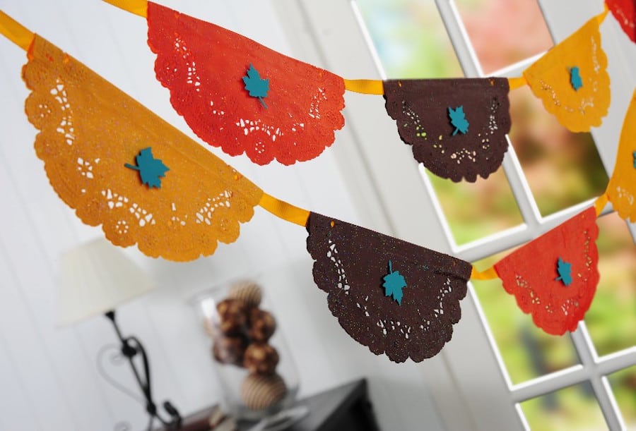 Thanksgiving Banner Made with Doilies