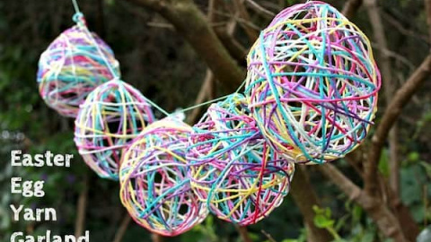 Easy Easter Garland Made With Yarn Mod Podge Rocks