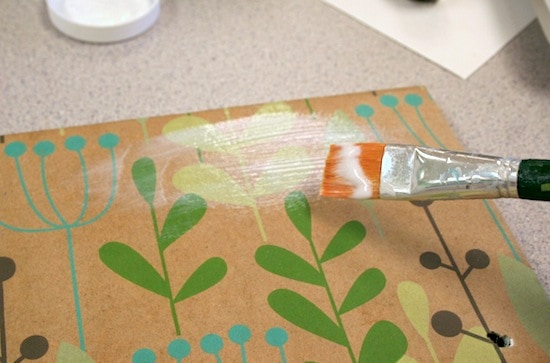 Add a final coat of Mod Podge to the top of the wrapping paper