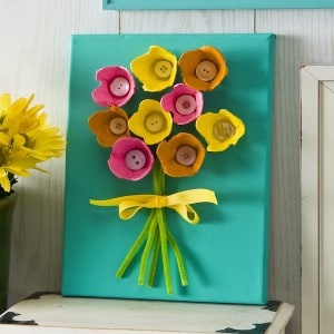 egg carton projects flower canvas