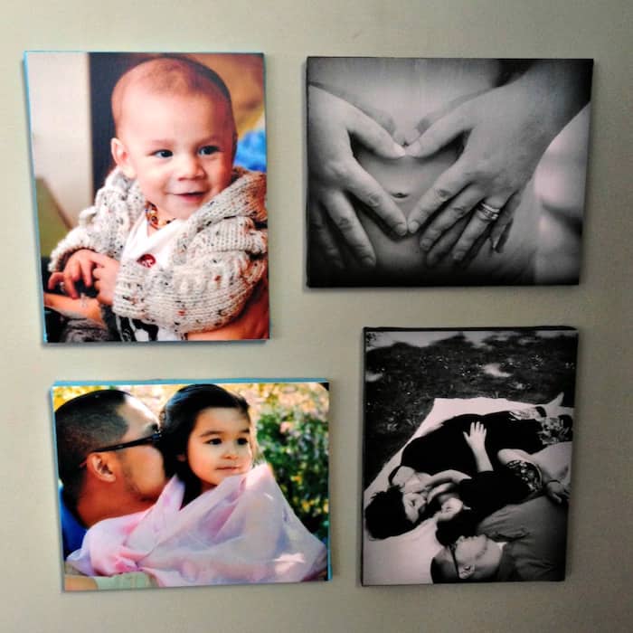 Use Mod Podge to decoupage your favorite family pictures on canvas. These DIY canvas pictures are a great budget way to decorate!