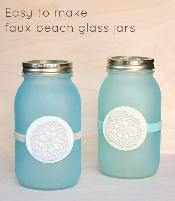 DIY beach glass mason jars