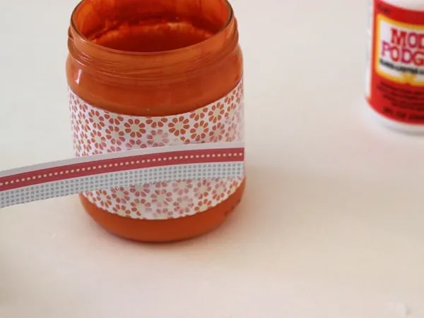Recycled salsa jar turned into a DIY pencil holder