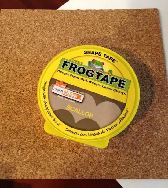 Frogtape shape tape laying on a cork tile