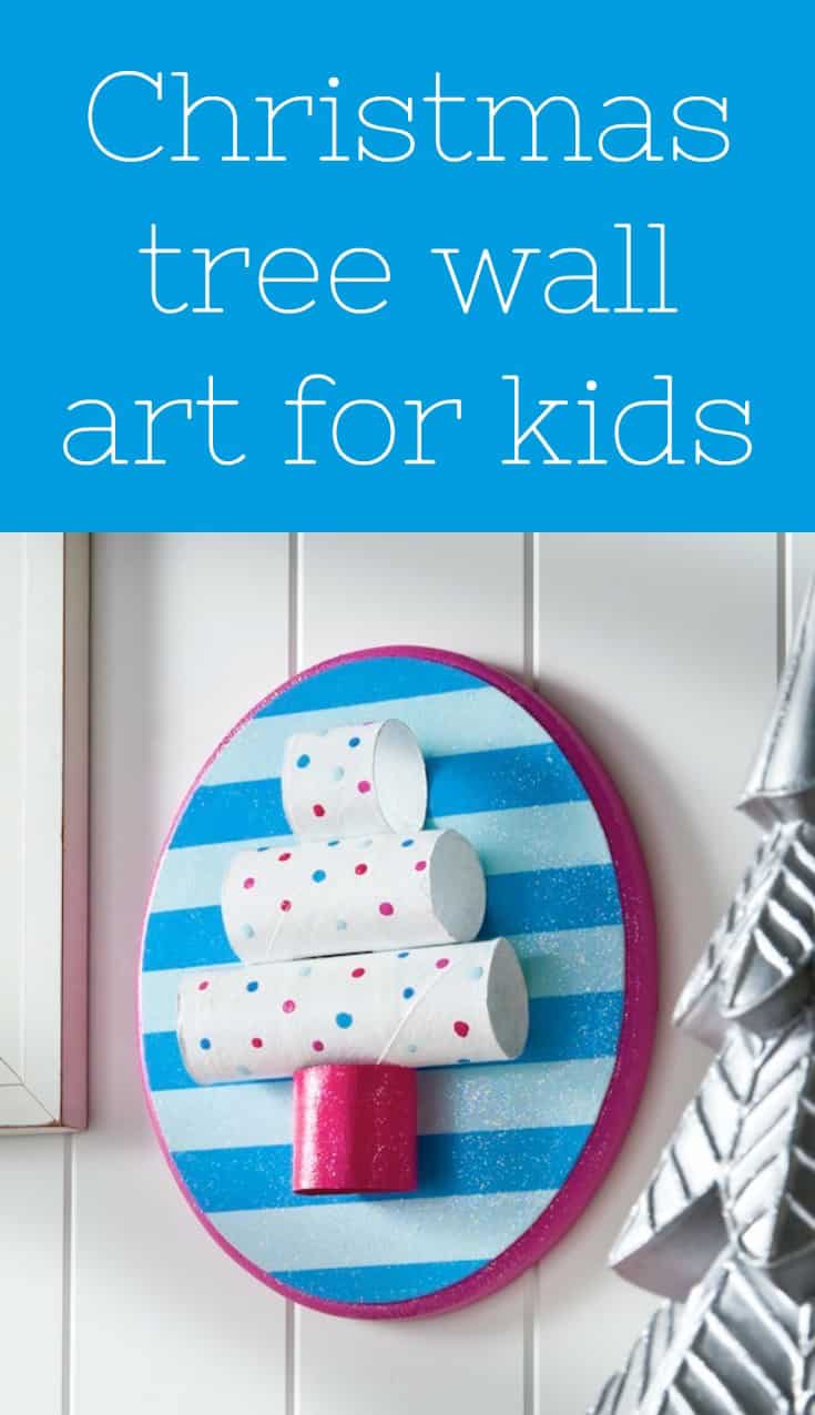 This DIY tree plaque is one of our favorite easy Christmas crafts for kids! Make it out of toilet paper rolls (so cheap!) - and sparkle it up with Mod Podge. Fun to make at school . . . or for preschool age children. Even toddlers can do it with help!