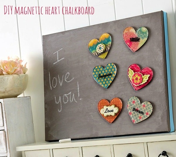 DIY magnetic heart chalkboard | Cute And Easy Valentine Decorations To DIY