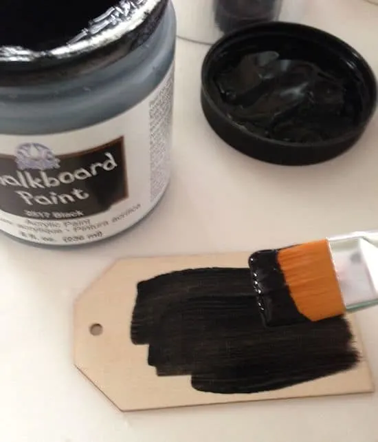Painting wood tags with chalkboard paint