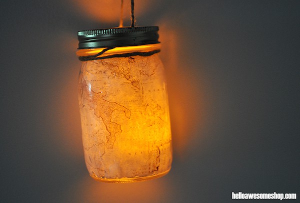 Map Mason Jar Lantern