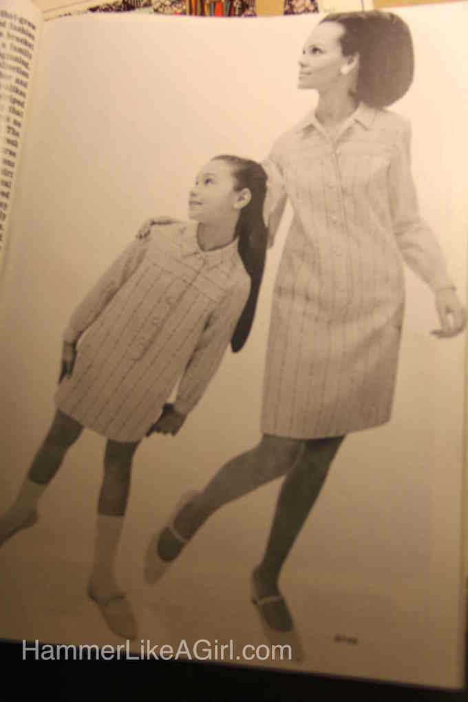 Vintage 1960s clothing ad with a mother and daughter