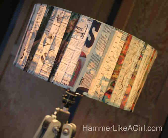 Mod Podge lampshade with vintage magazine pages