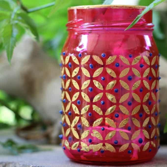 365 Designs: MINI MASON JAR TEA LIGHT CANDLE HOLDERS with glitter paint and  cherry blossom trim decoupage