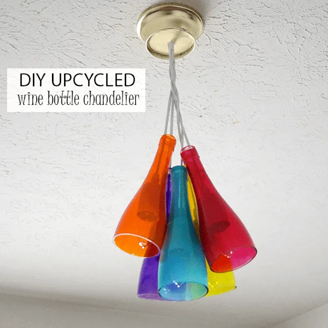 Wine Bottle Chandelier Is Colorfully