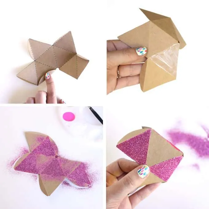Sprinkle glitter on cardboard coated with Mod Podge