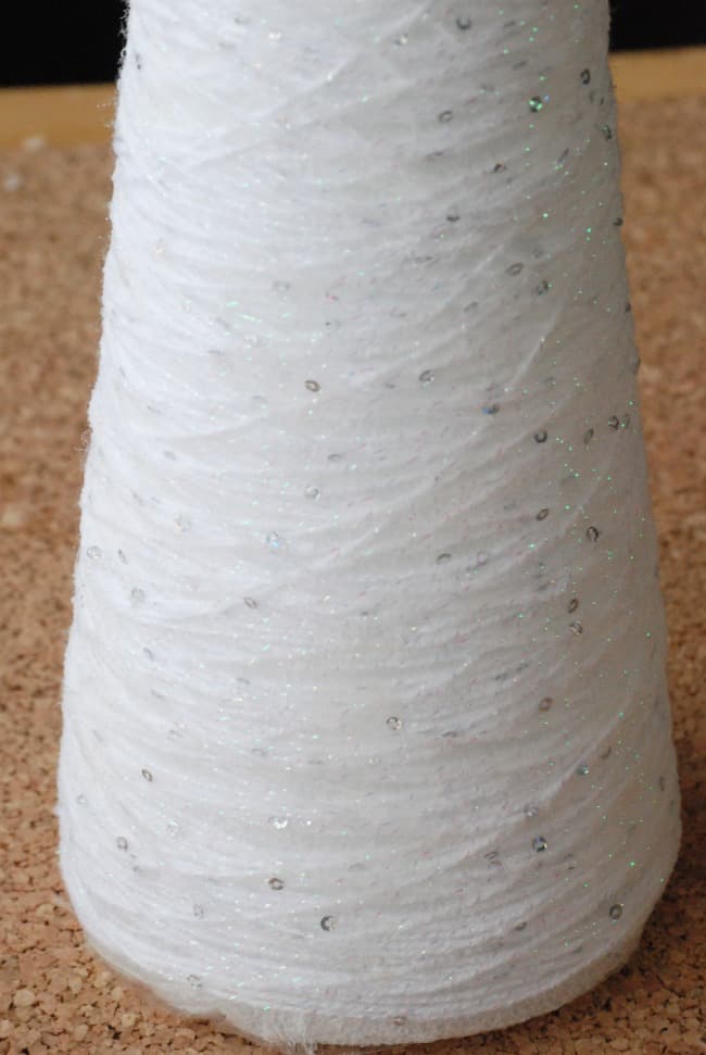 Yarn wrapped around a foam cone