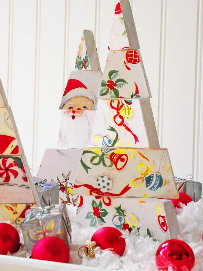 Easy wood Christmas centerpiece with a vintage theme