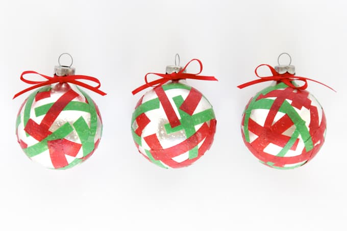 Confetti Christmas ornaments made with Mod Podge